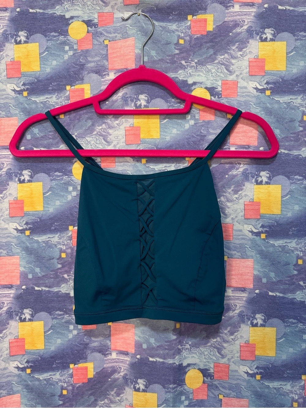 lululemon athletica Teal Lace-Up Crop Sports Bra